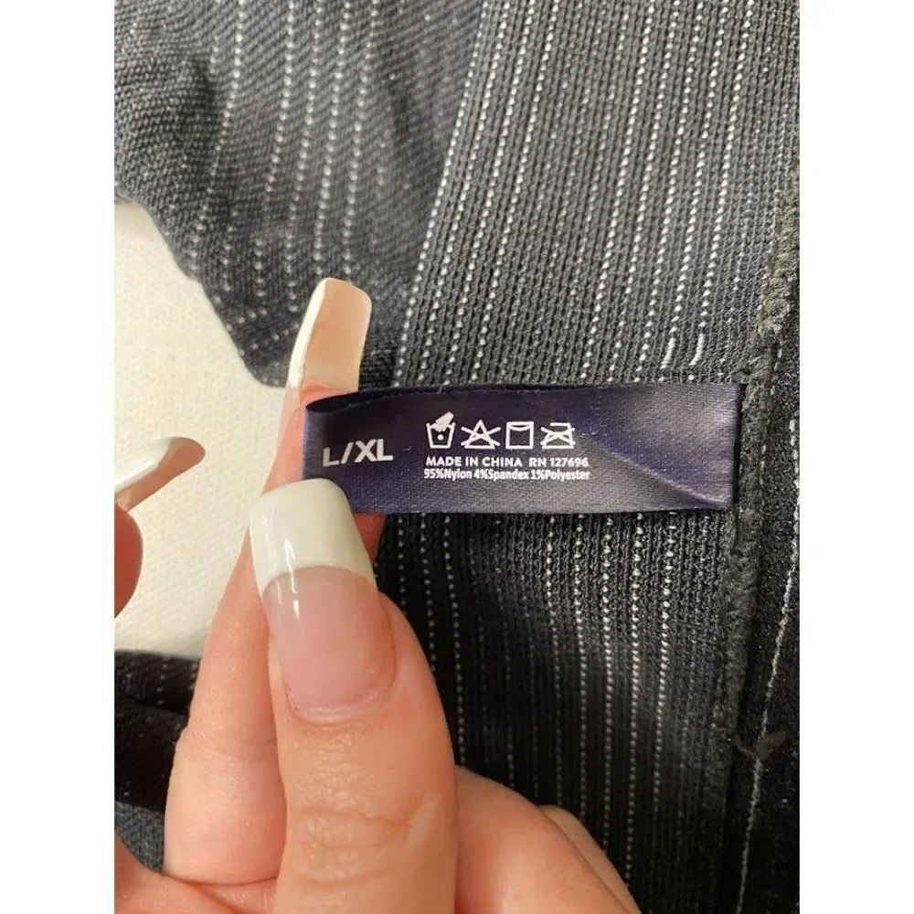 Nautica Black Gray Stripe Leggings Sz L/XL‎